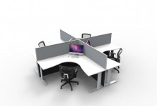 1250 High Grey Fabric Screens. 90 Degree Workstations. Span C Legs